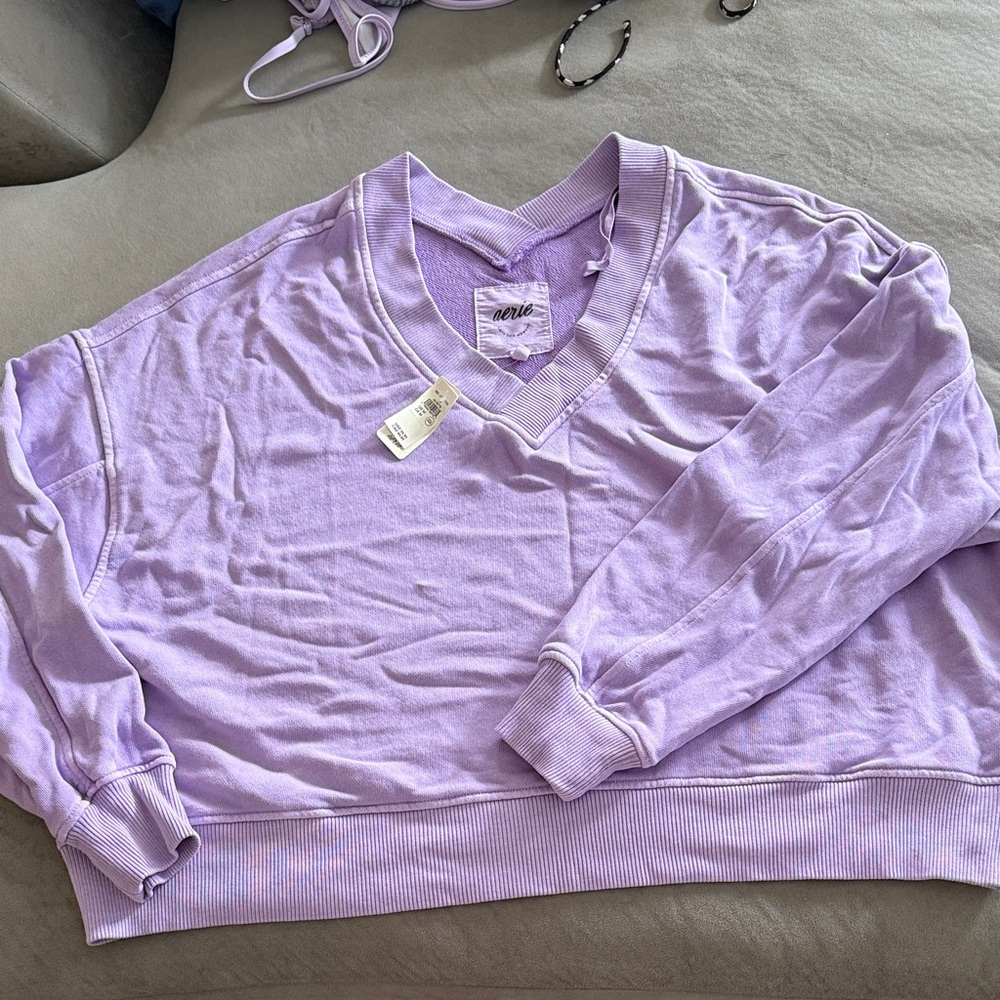 Aerie Lavender V-Neck Sweater